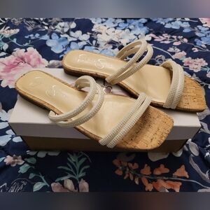 Jessica Simpson White Supreme Microsuede Sandals, Size 8